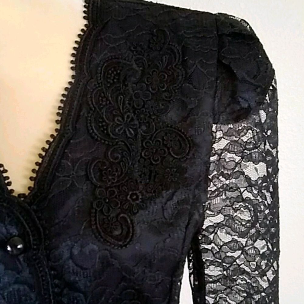 VINTAGE LACE DRESS  DAVID ROSE  BLACK - Picture 3 of 12